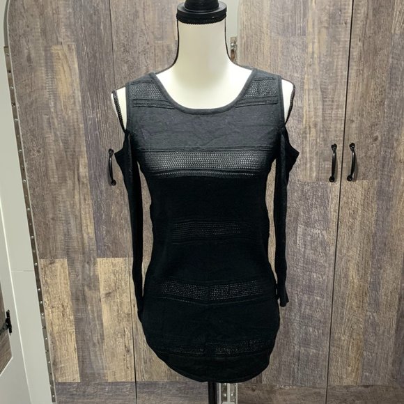 The Limited Black Cold Shoulder Tunic Length Shirt. XS - Picture 1 of 5